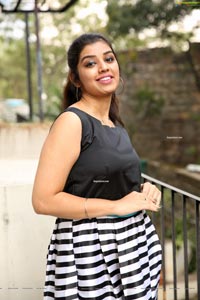 Shrithi Sharma in Black and White Stripes Mini Dress