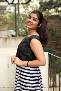 Shrithi Sharma in Black and White Stripes Mini Dress