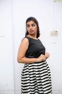 Shrithi Sharma in Black and White Stripes Mini Dress