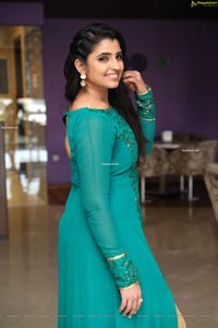 Shyamala in Teal Blue Slit Dress