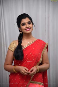 Shyamala in Pink and Red Half Saree