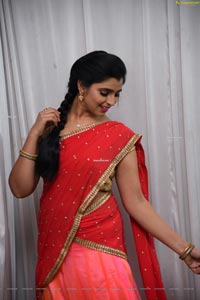 Shyamala in Pink and Red Half Saree