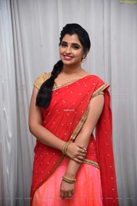 Shyamala in Pink and Red Half Saree