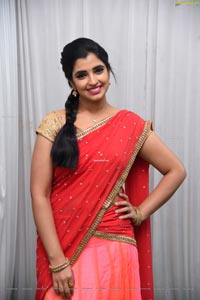 Shyamala in Pink and Red Half Saree