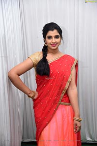 Shyamala in Pink and Red Half Saree