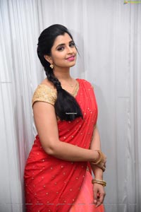 Shyamala in Pink and Red Half Saree