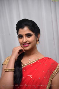 Shyamala in Pink and Red Half Saree