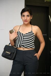 Supraja Narayan in Black and White Stripes Crop Top