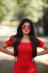 Aishwarya T Reddy in Red Bodycon Mini Dress Exclusive
