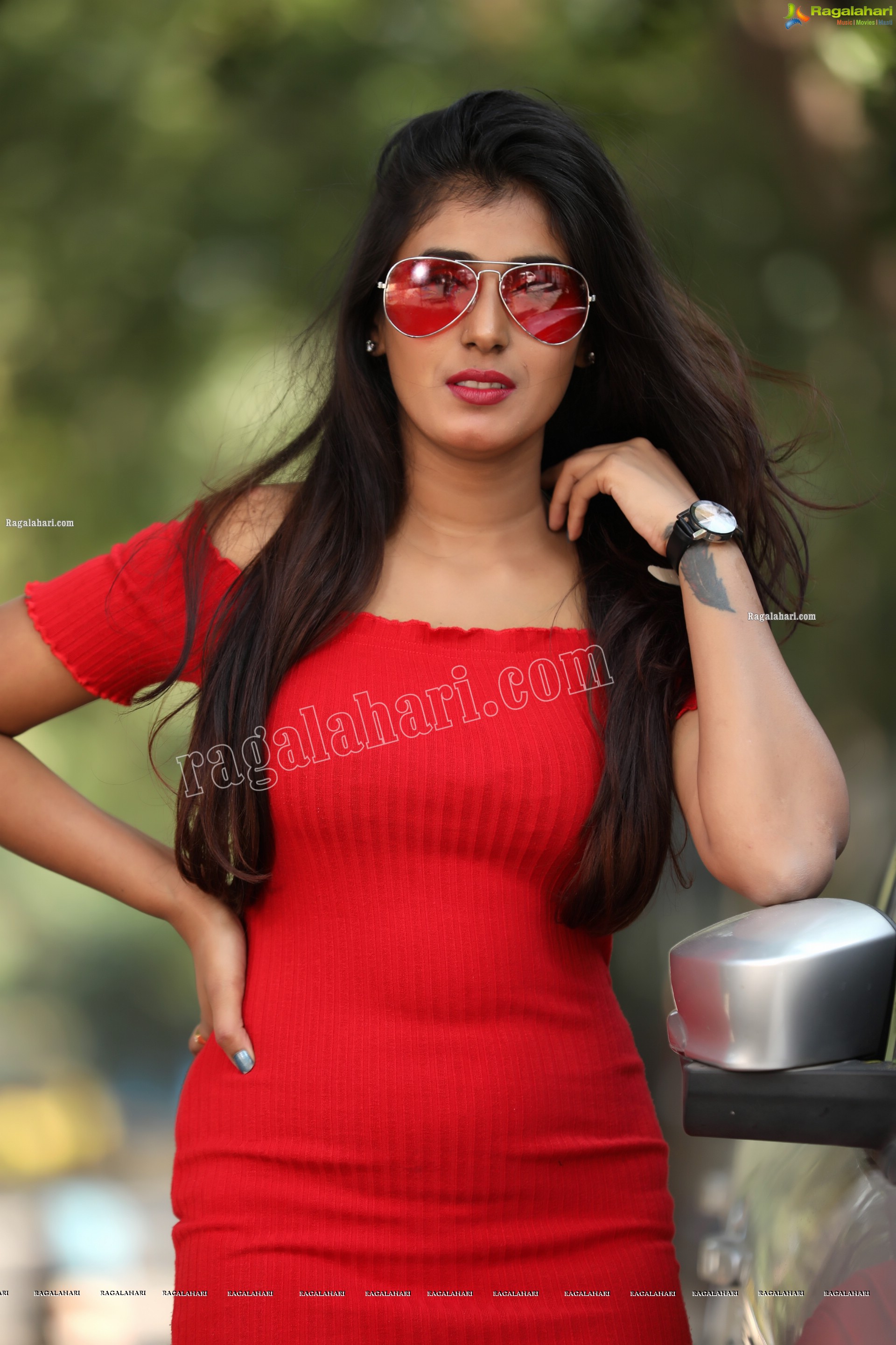 Aishwarya T Reddy in Red Bodycon Mini Dress Exclusive Photo Shoot