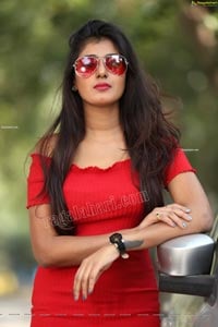 Aishwarya T Reddy in Red Bodycon Mini Dress Exclusive