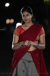 Akhila Ram in Gray and Maroon Half Saree