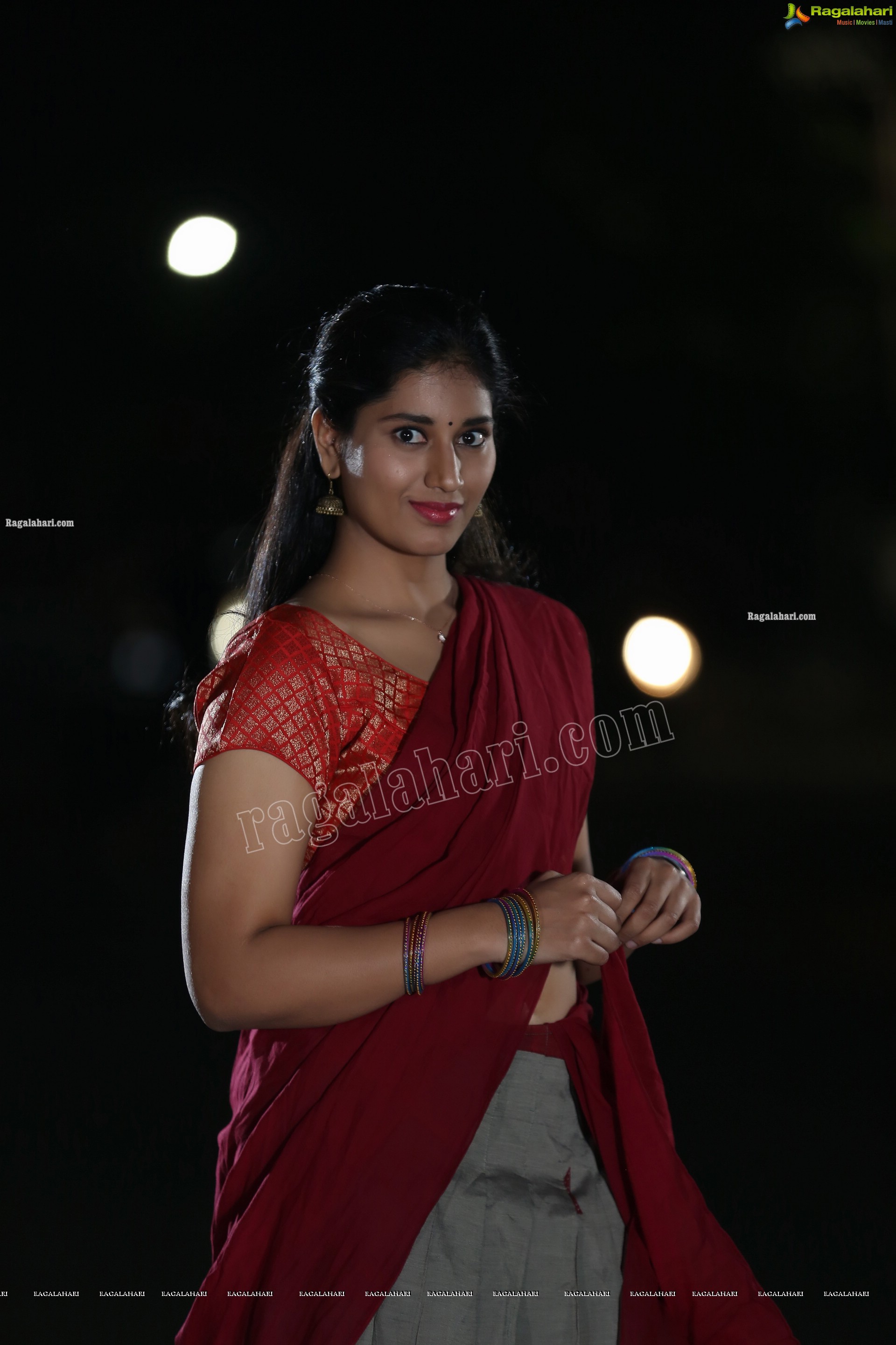 Akhila Ram in Gray and Maroon Half Saree, Exclusive Photo Shoot