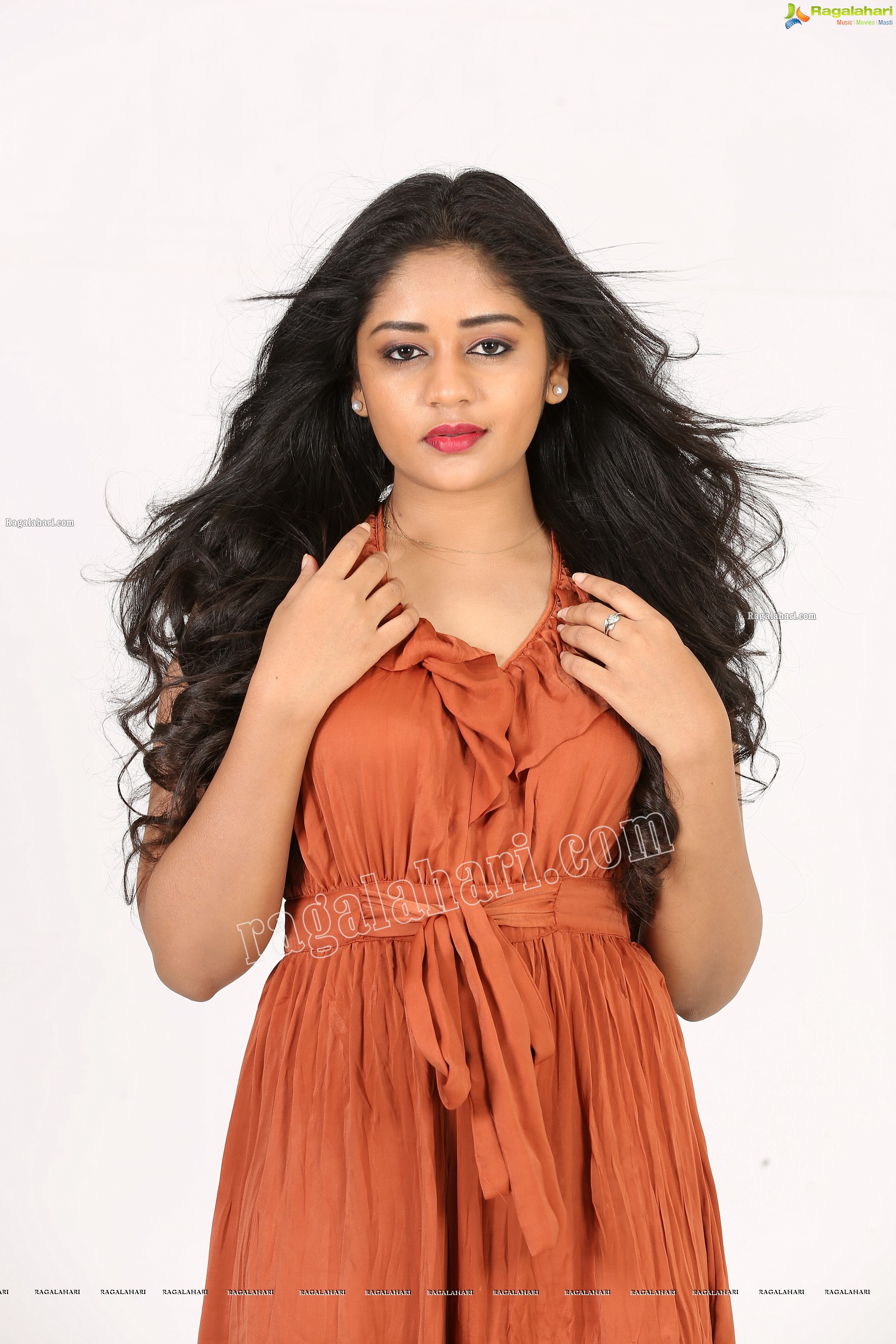 Deepa Umapathy in Rust Pleated Knot-Front Jumpsuit, Exclusive Photo Shoot