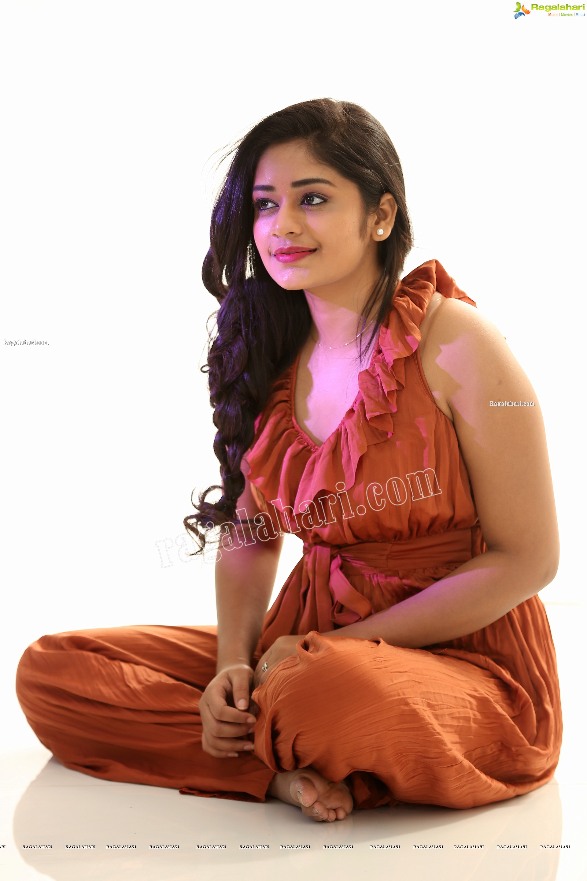 Deepa Umapathy in Rust Pleated Knot-Front Jumpsuit, Exclusive Photo Shoot