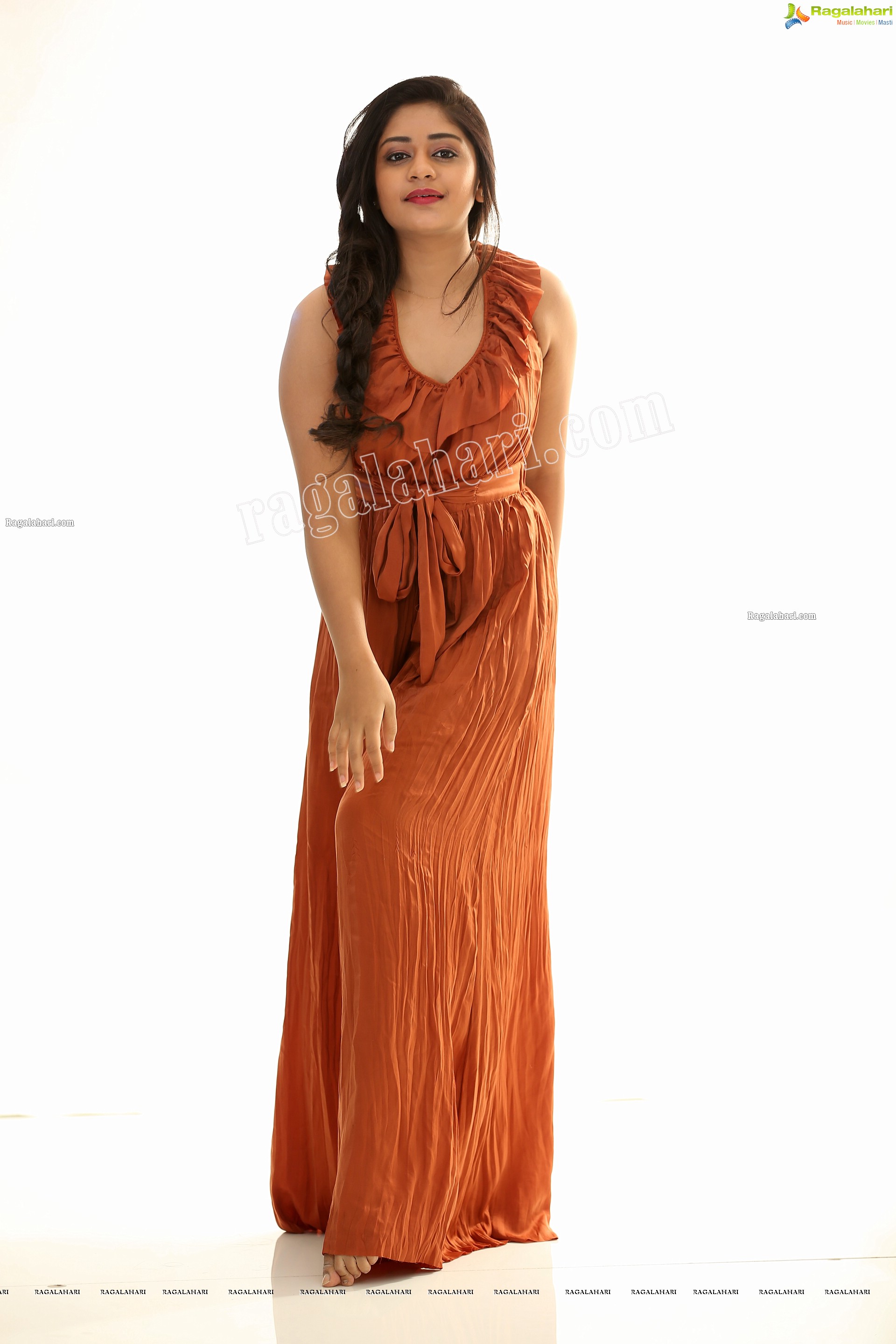 Deepa Umapathy in Rust Pleated Knot-Front Jumpsuit, Exclusive Photo Shoot