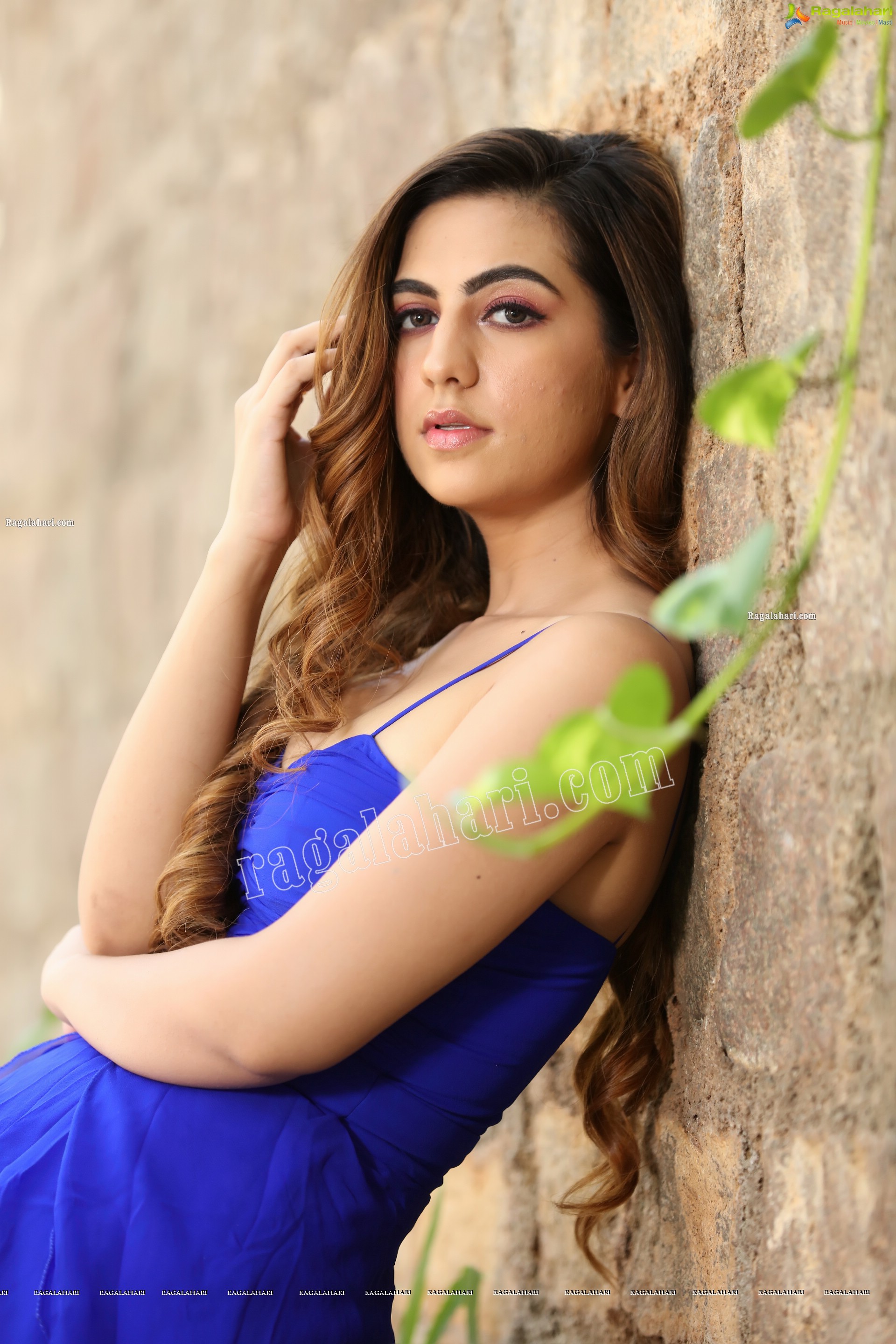 Harshita Panwar in Royal Blue Spaghetti Strap Frill Dress, Exclusive Photo Shoot