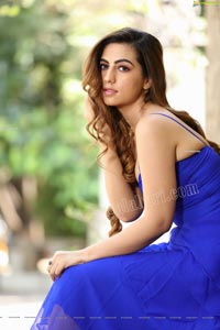 Harshita Panwar in Royal Blue Spaghetti Strap Frill Dress