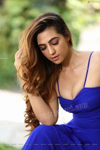 Harshita Panwar in Royal Blue Spaghetti Strap Frill Dress