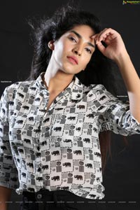 Supraja Narayan in Black and White Elephant Print Shirt