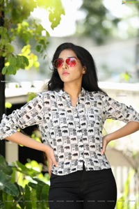 Supraja Narayan in Black and White Elephant Print Shirt