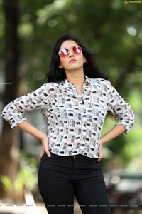 Supraja Narayan in Black and White Elephant Print Shirt