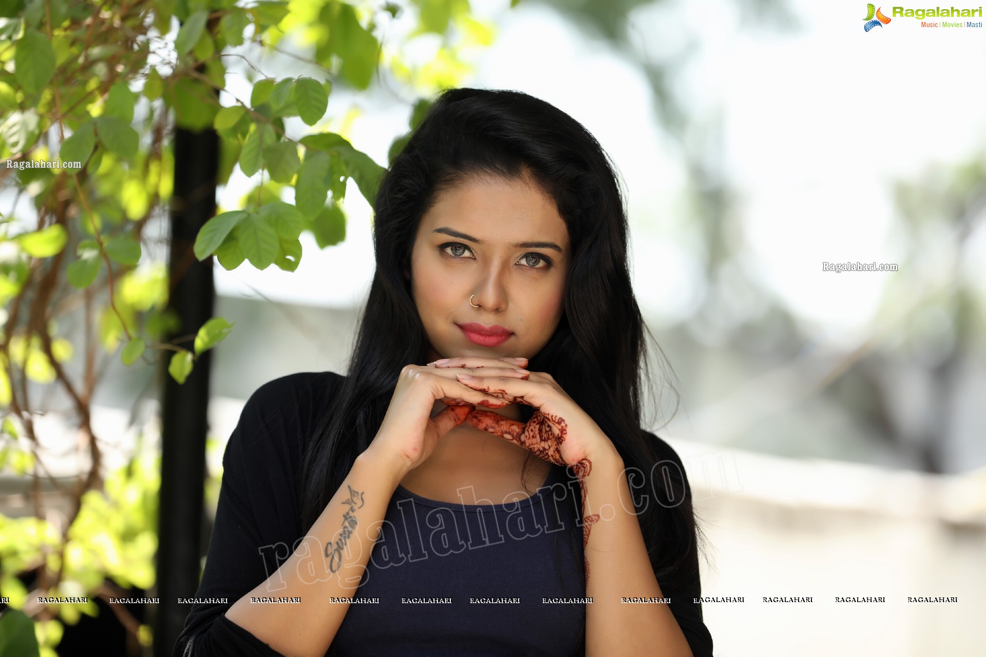 Swati Mandal in Navy Blue Tank Top and Jeans Exclusive Photo Shoot