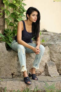 Swati Mandal in Navy Blue Tank Top and Jeans