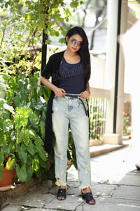 Swati Mandal in Navy Blue Tank Top and Jeans