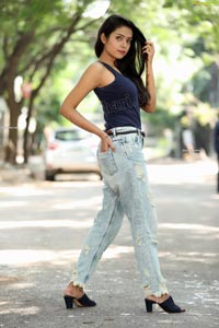 Swati Mandal in Navy Blue Tank Top and Jeans