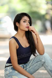 Swati Mandal in Navy Blue Tank Top and Jeans