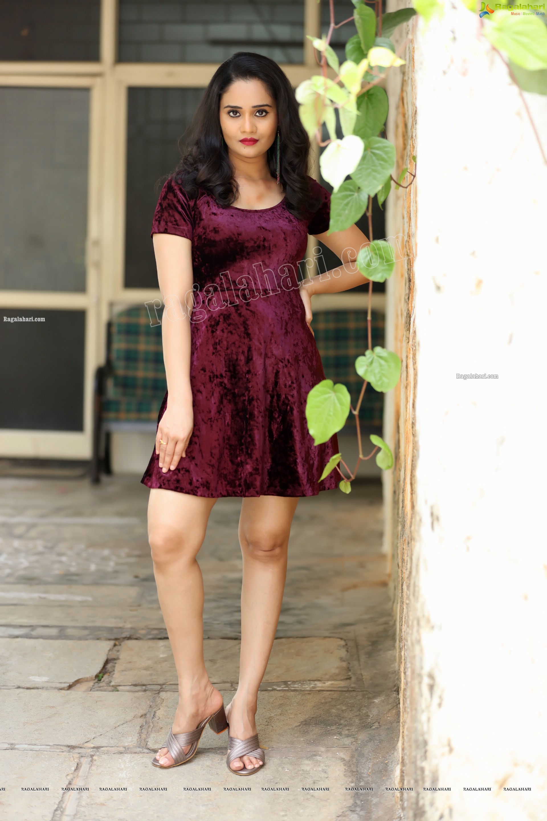 Usha Kurapati in Burgundy Bodycon Dress, Exclusive Photo Shoot