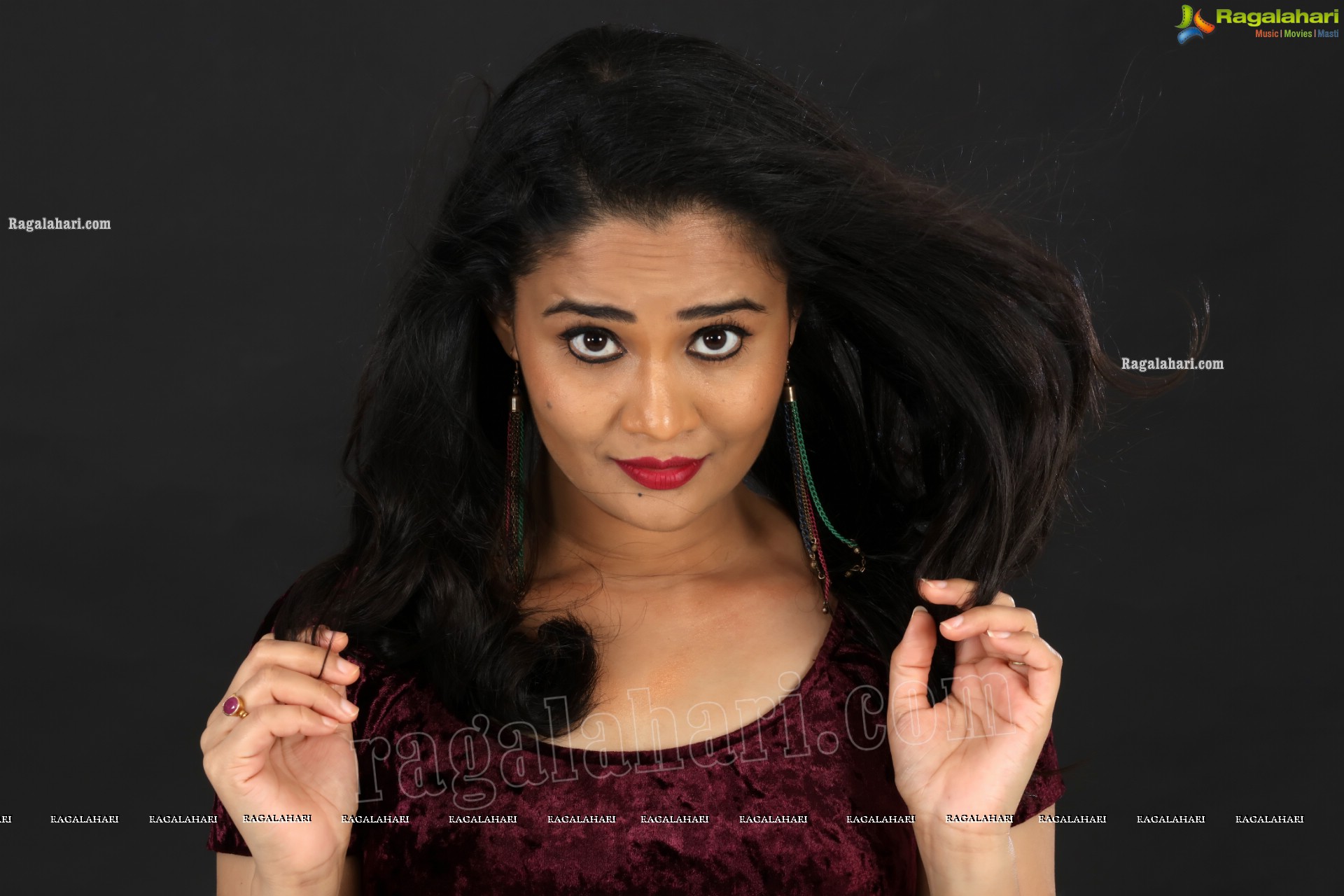 Usha Kurapati in Burgundy Bodycon Dress, Exclusive Photo Shoot