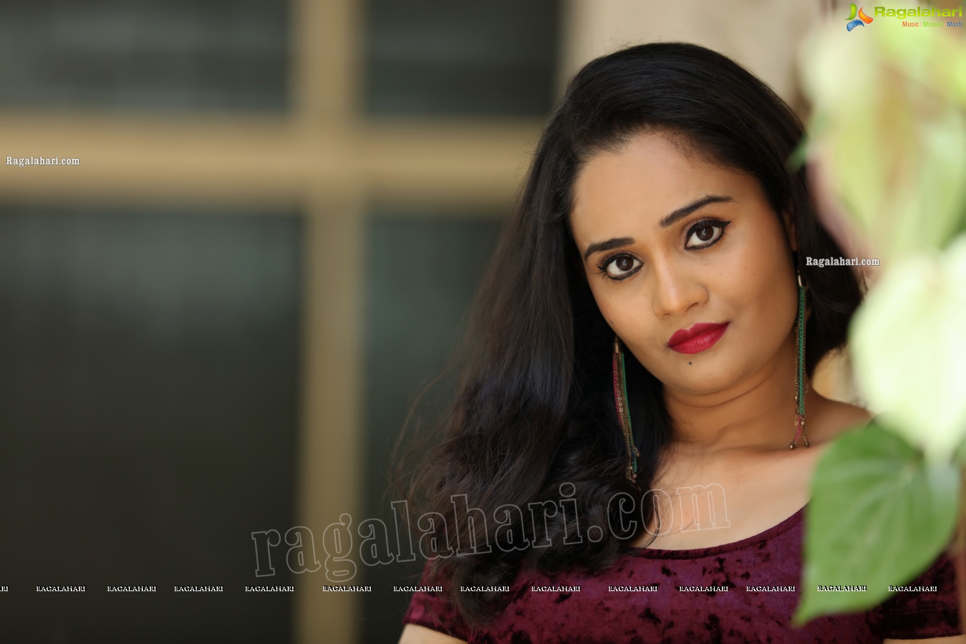 Usha Kurapati in Burgundy Bodycon Dress, Exclusive Photo Shoot