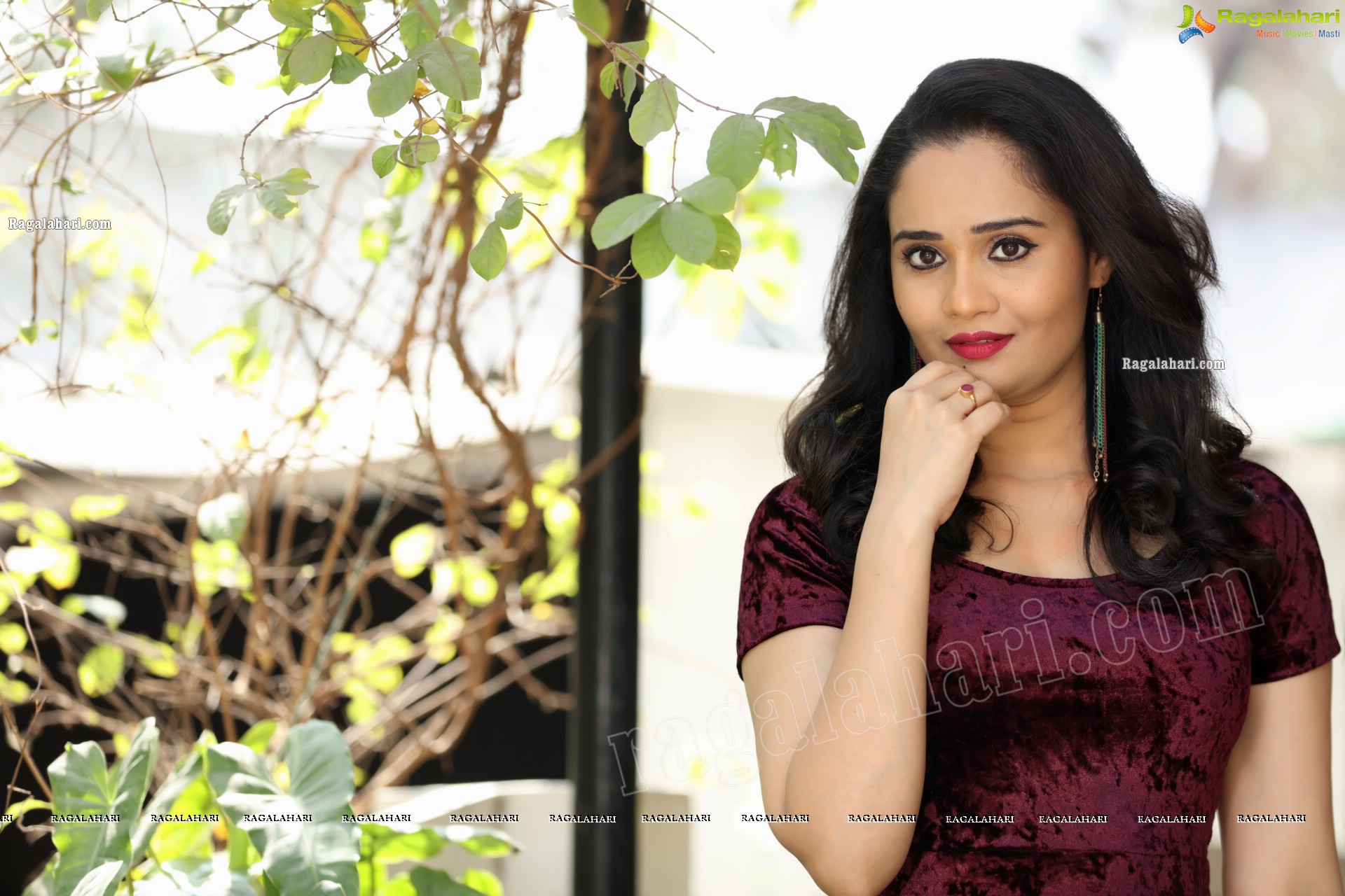 Usha Kurapati in Burgundy Bodycon Dress, Exclusive Photo Shoot