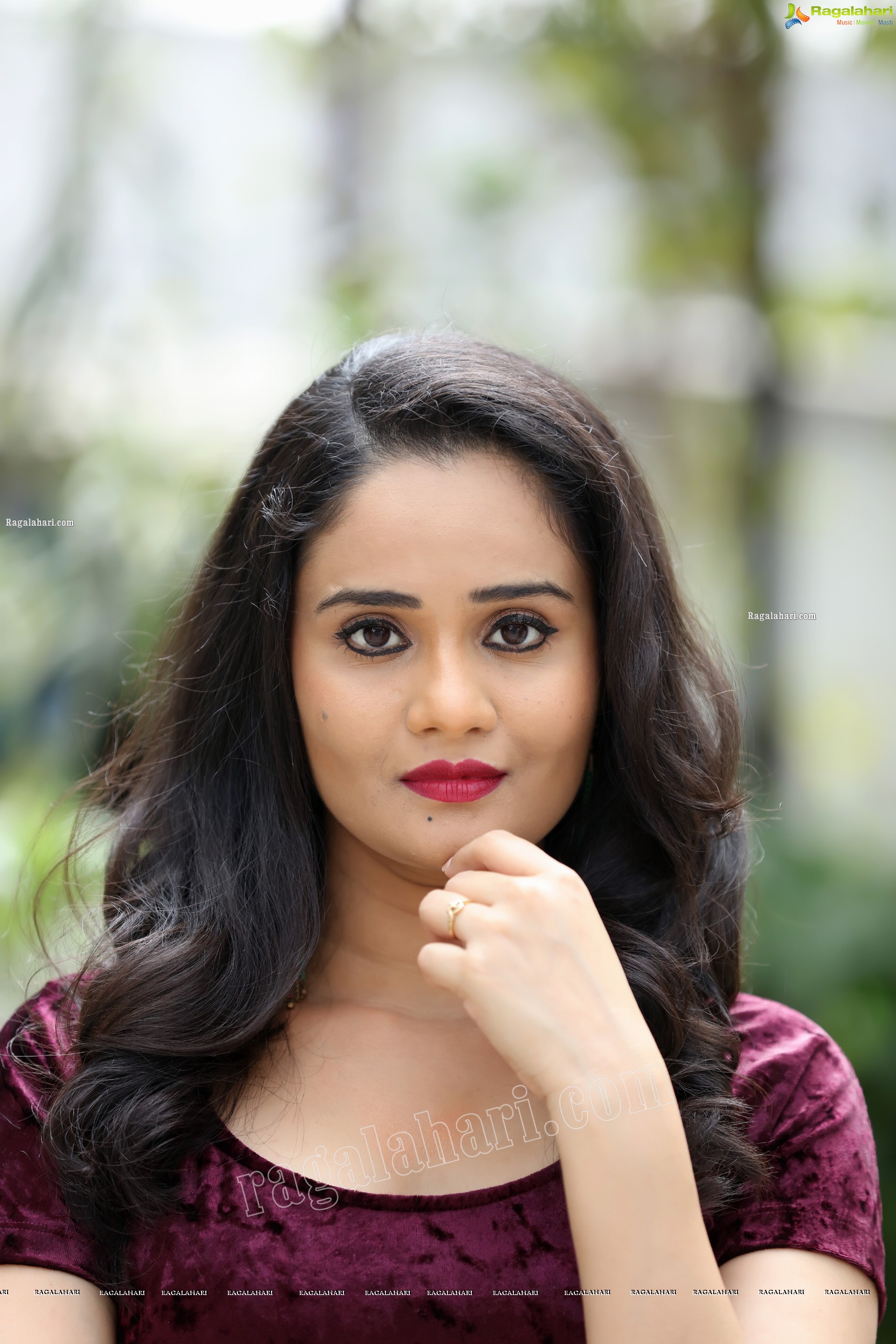 Usha Kurapati in Burgundy Bodycon Dress, Exclusive Photo Shoot