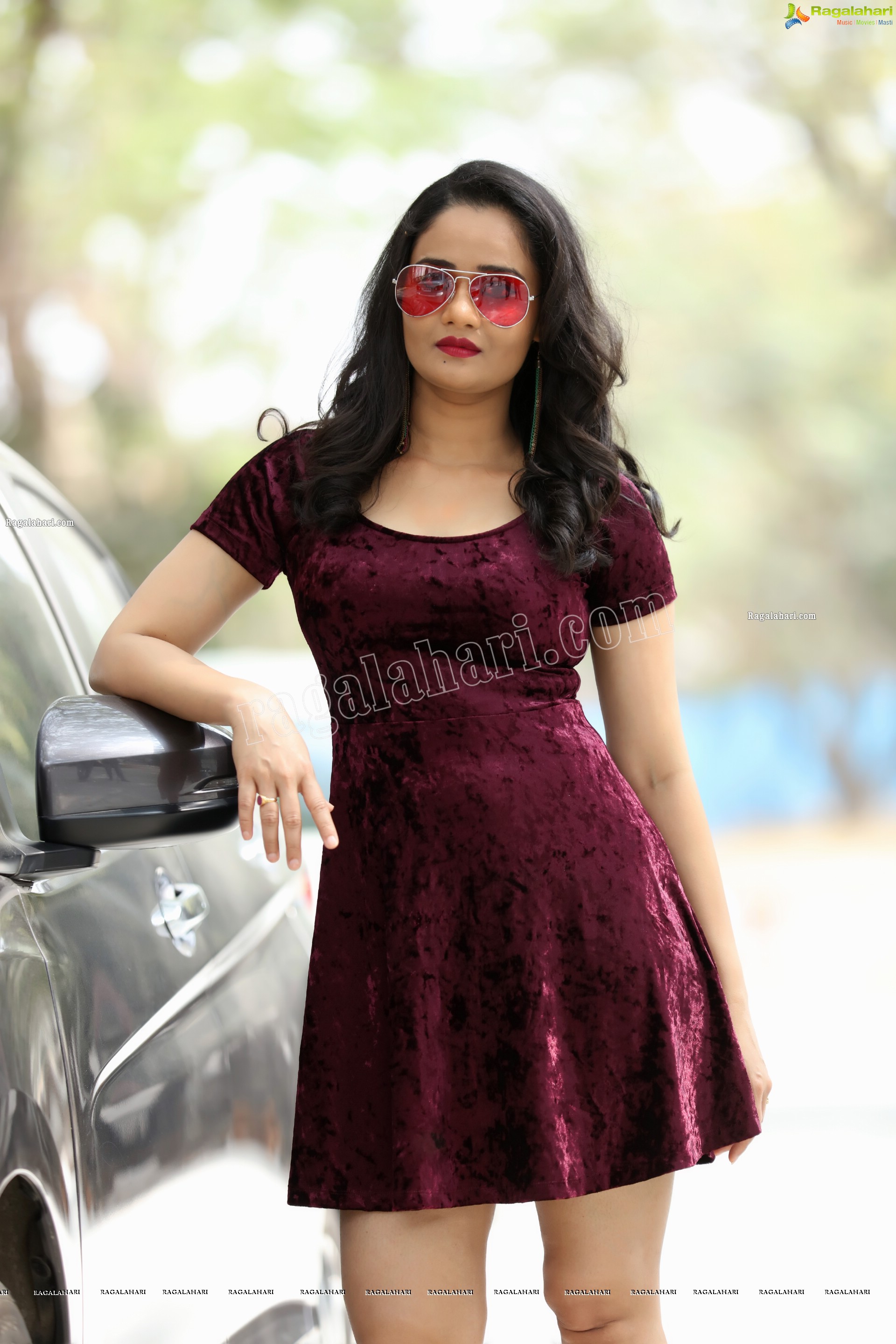 Usha Kurapati in Burgundy Bodycon Dress, Exclusive Photo Shoot