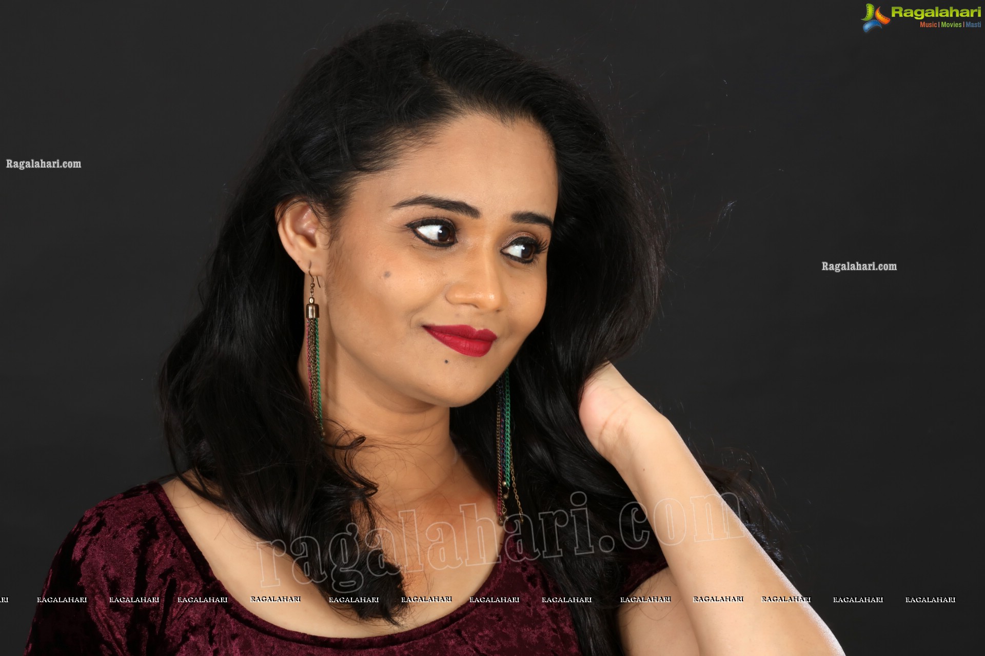 Usha Kurapati in Burgundy Bodycon Dress, Exclusive Photo Shoot