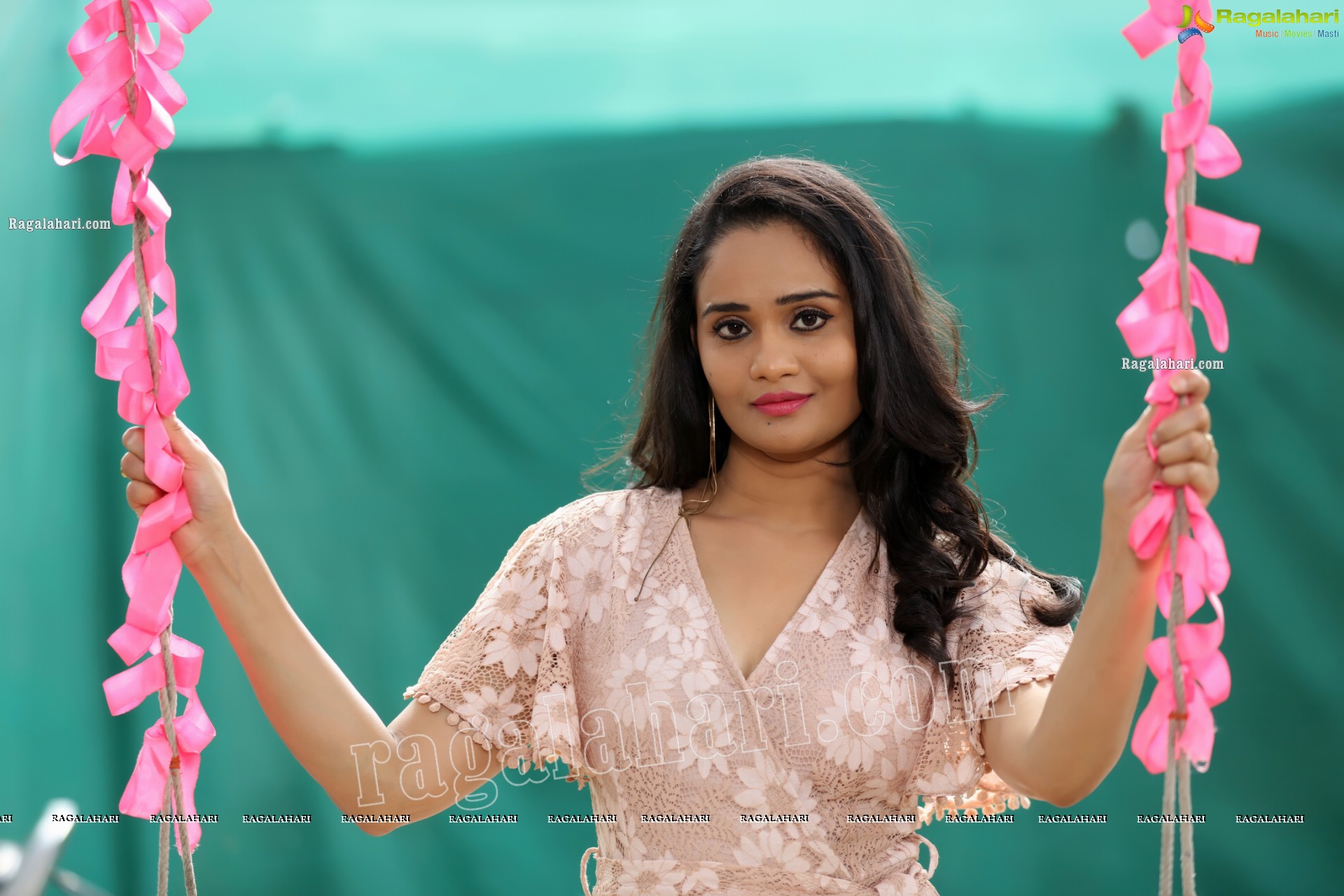 Usha Kurapati in Champagne Lace Mini Dress, Exclusive Photo Shoot