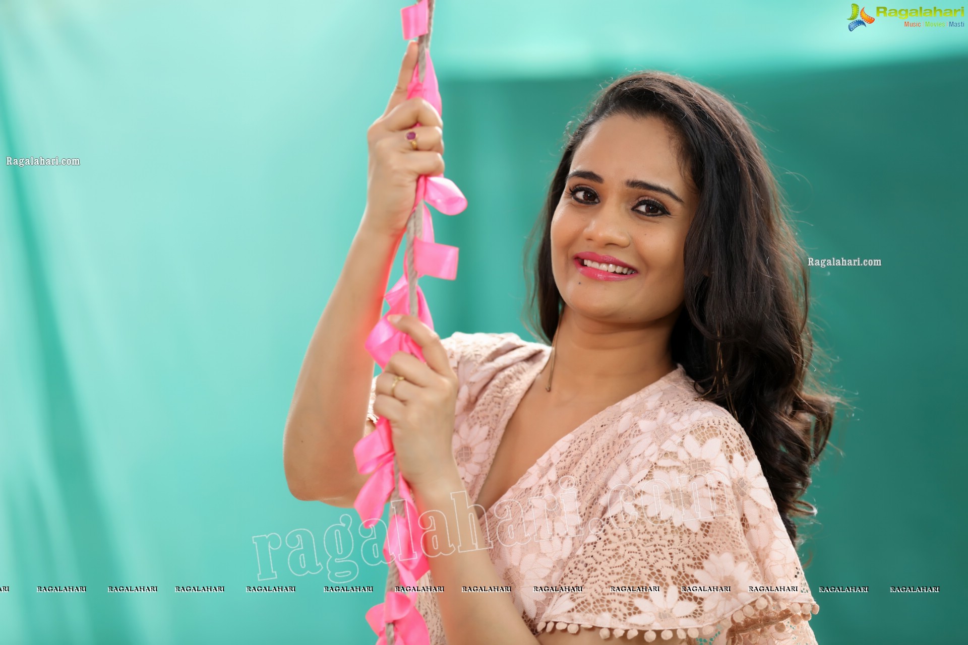 Usha Kurapati in Champagne Lace Mini Dress, Exclusive Photo Shoot