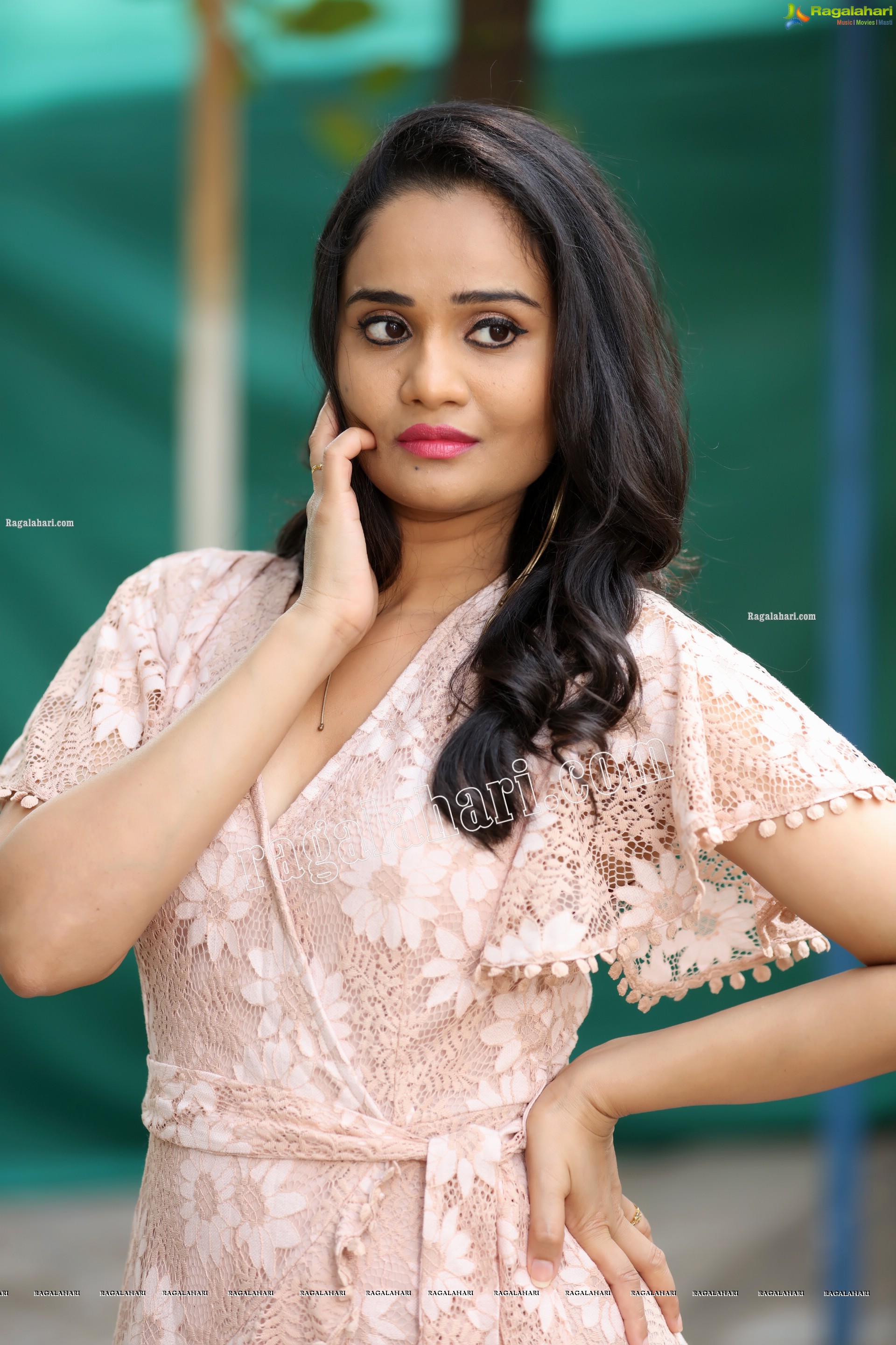 Usha Kurapati in Champagne Lace Mini Dress, Exclusive Photo Shoot