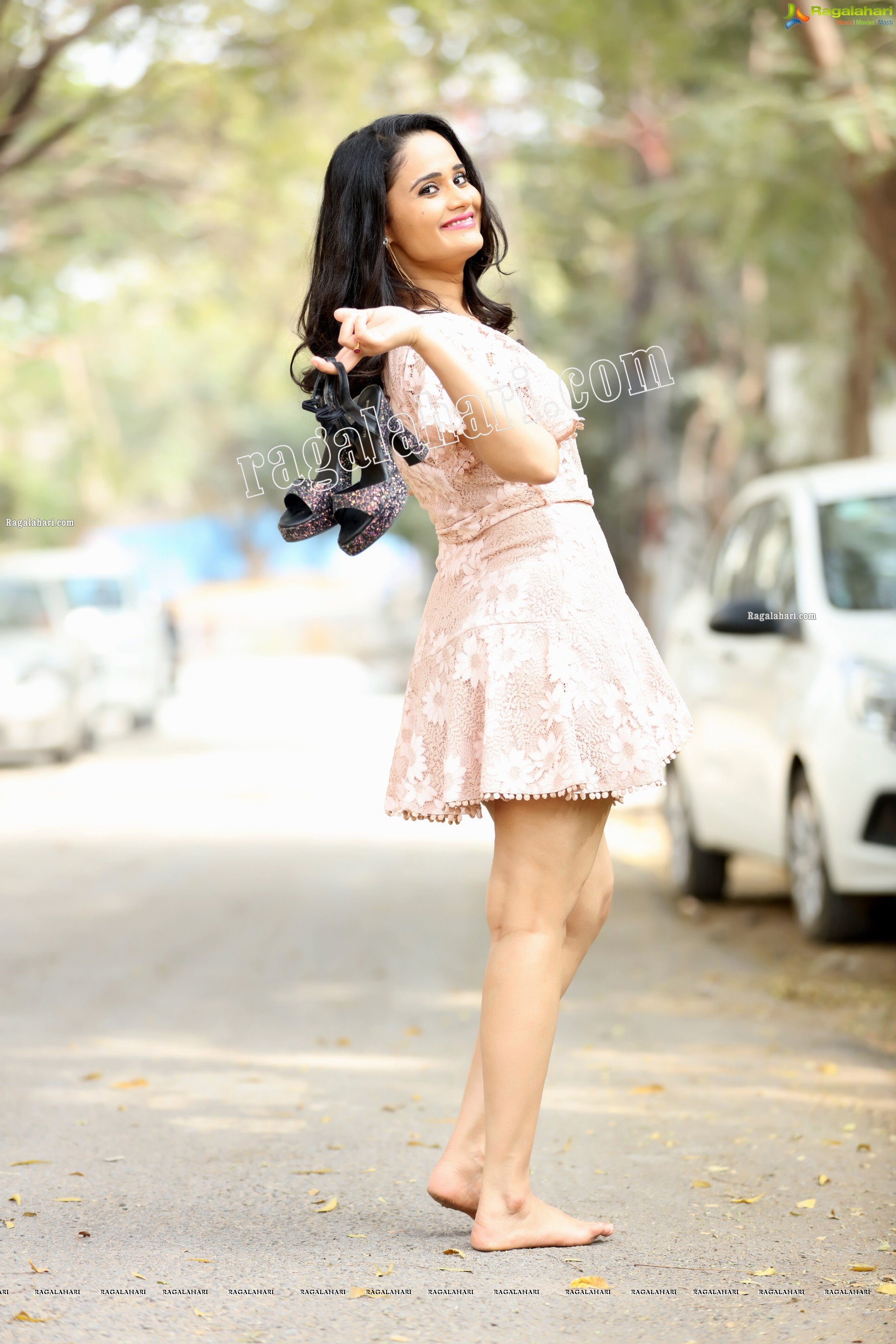 Usha Kurapati in Champagne Lace Mini Dress, Exclusive Photo Shoot
