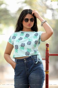 Vaanya Aggarwal in Skyblue Pineapple Print Crop Top