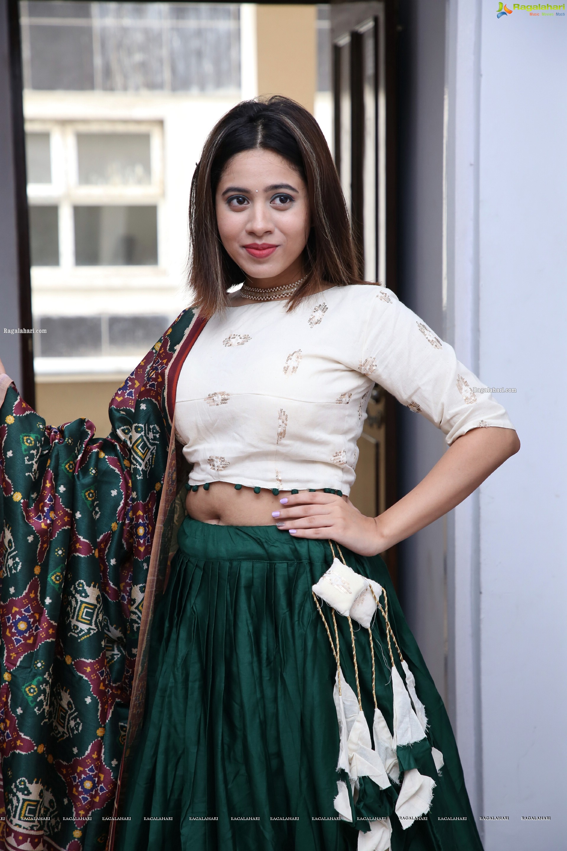 Ananya Tanu in Green Designer Lehenga Choli, HD Photo Gallery