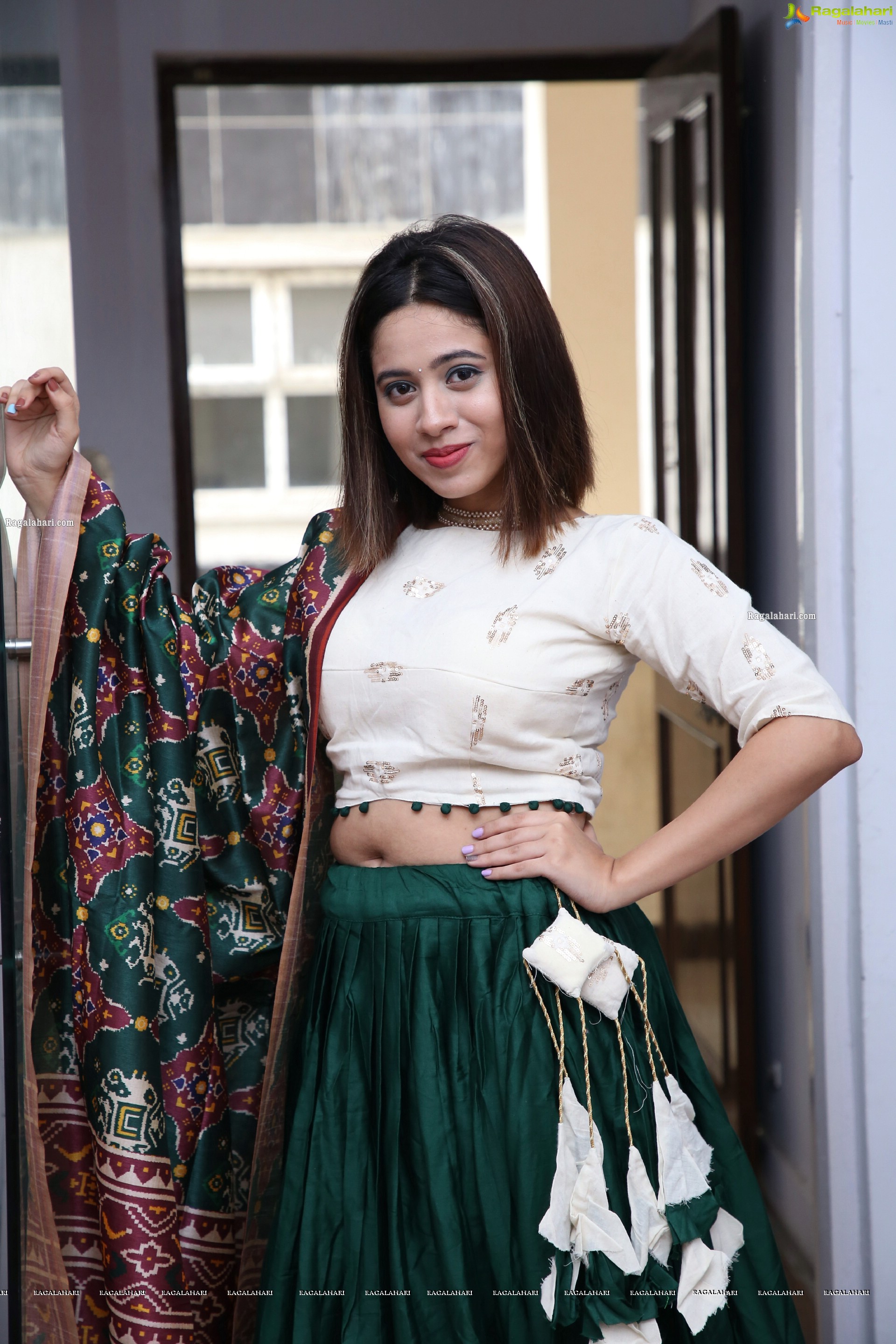 Ananya Tanu in Green Designer Lehenga Choli, HD Photo Gallery
