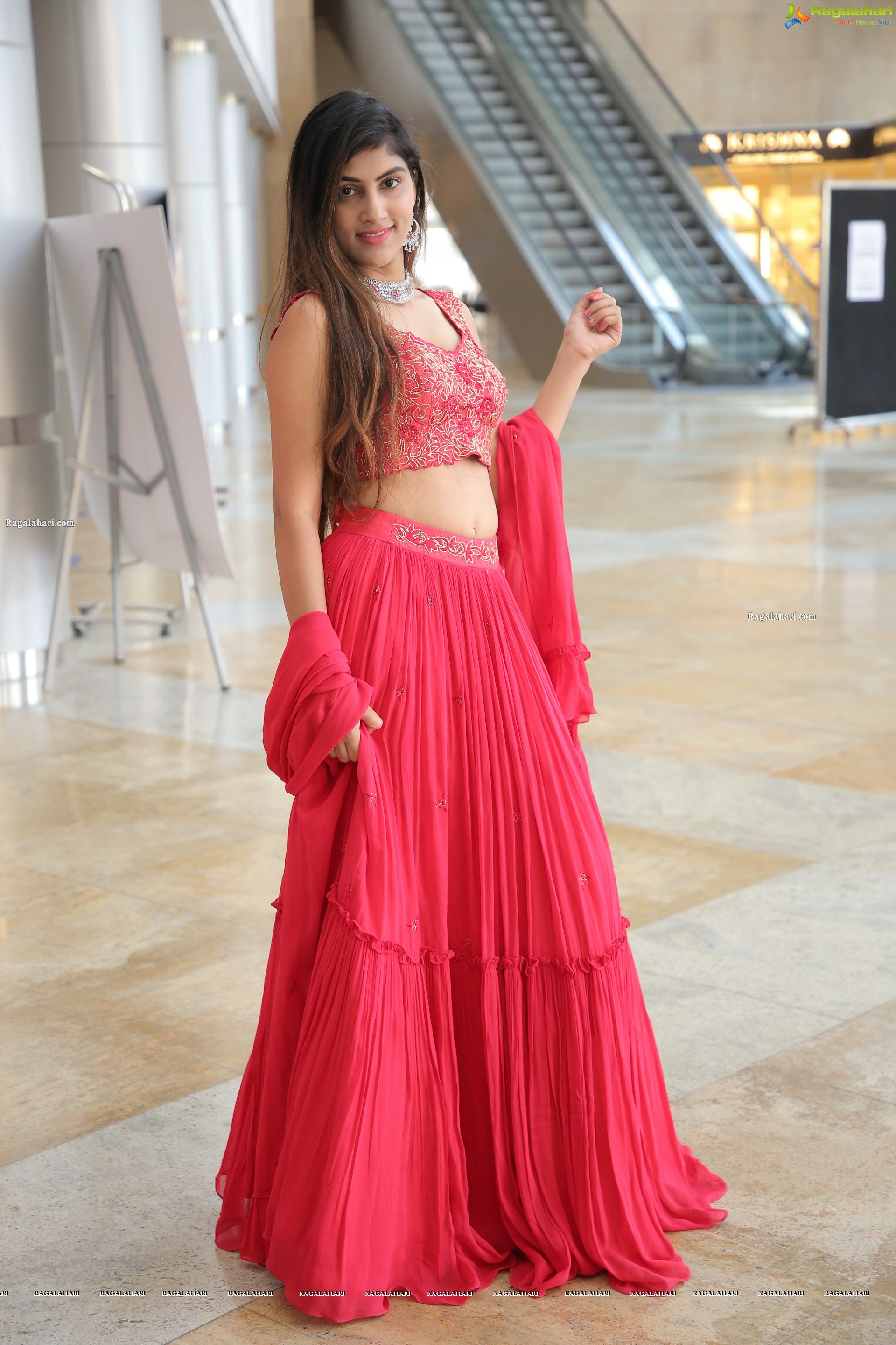Aparna Reddy in Red Designer Lehenga, HD Photo Gallery