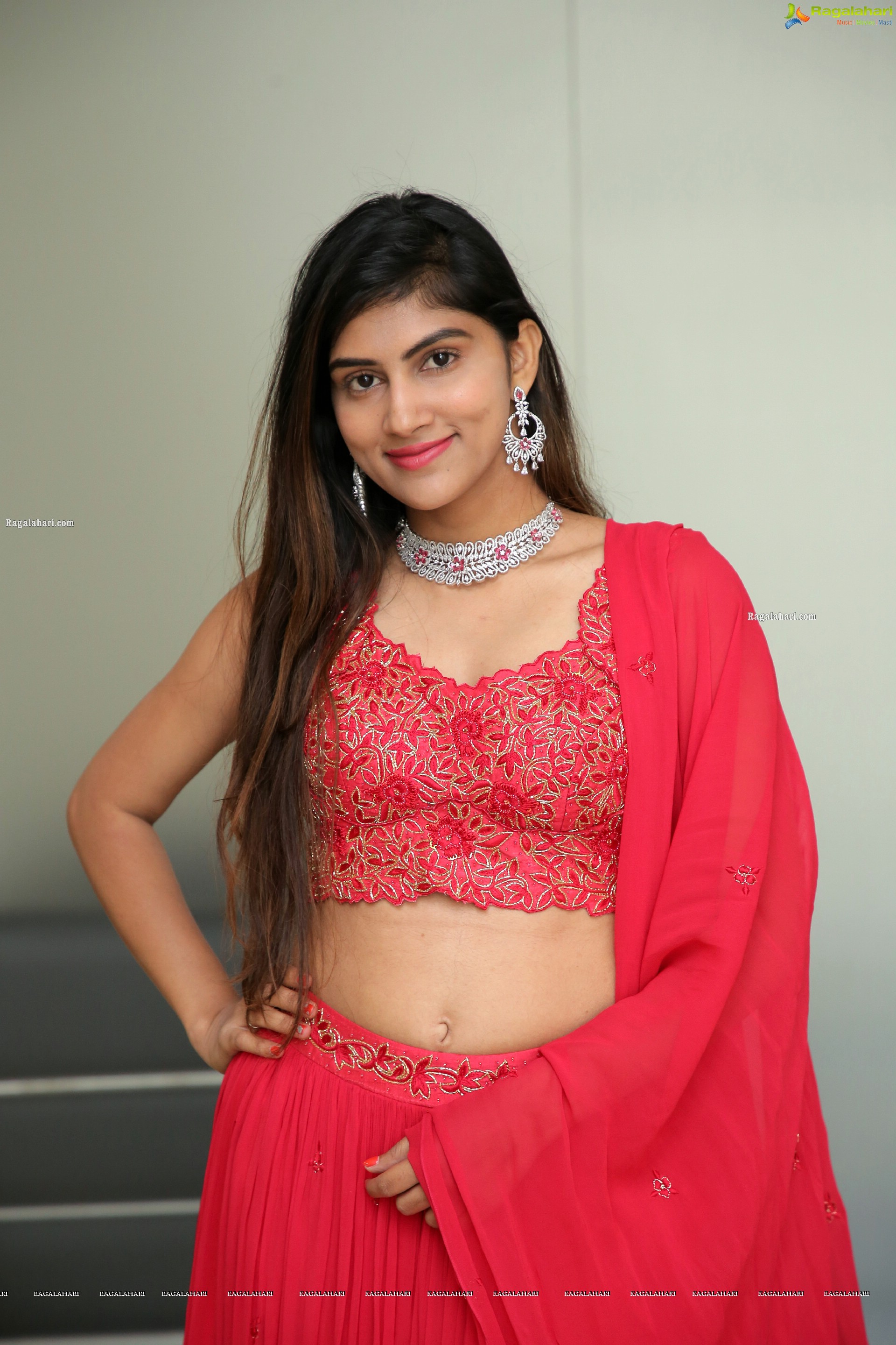 Aparna Reddy in Red Designer Lehenga, HD Photo Gallery