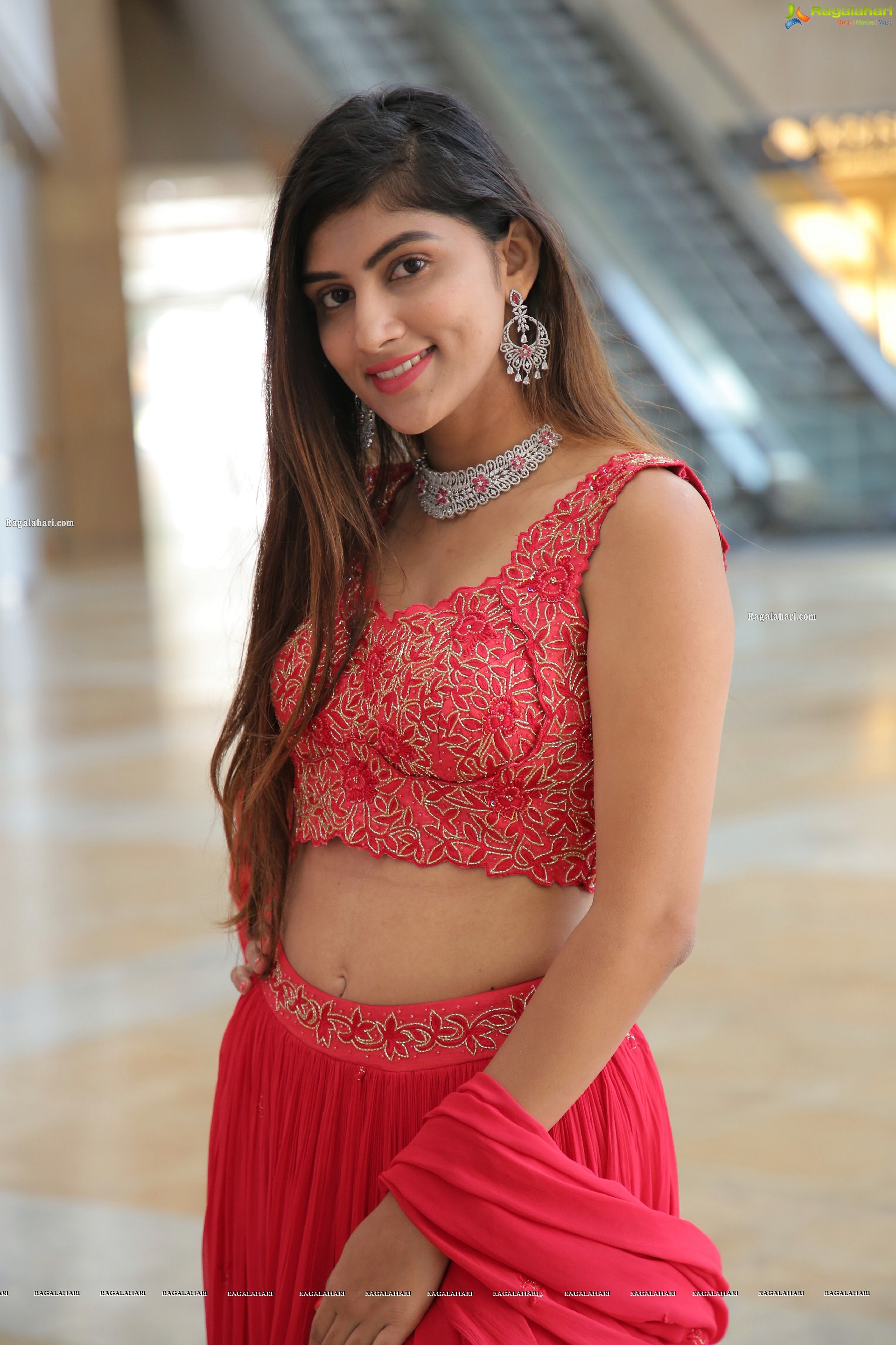 Aparna Reddy in Red Designer Lehenga, HD Photo Gallery