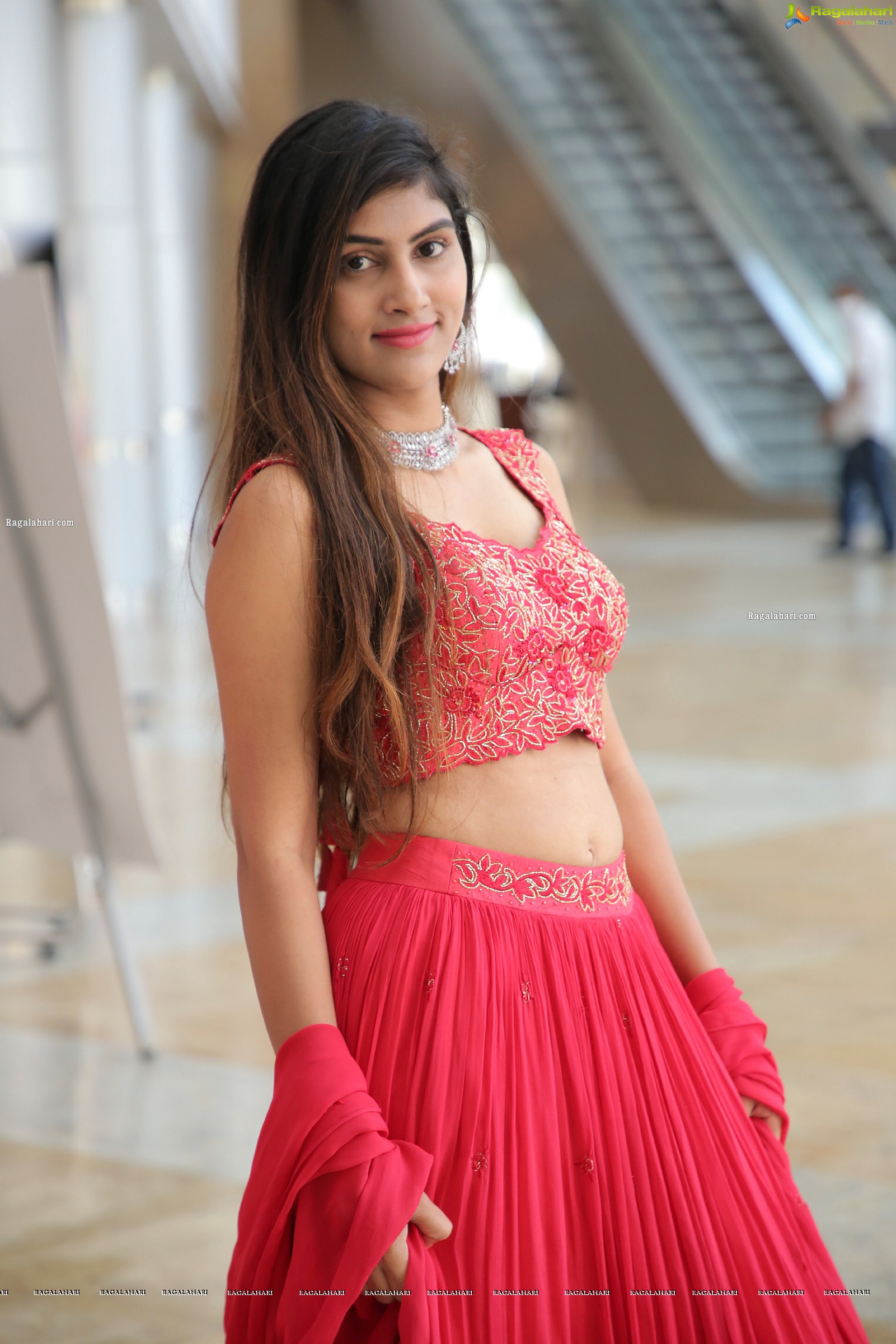 Aparna Reddy in Red Designer Lehenga, HD Photo Gallery