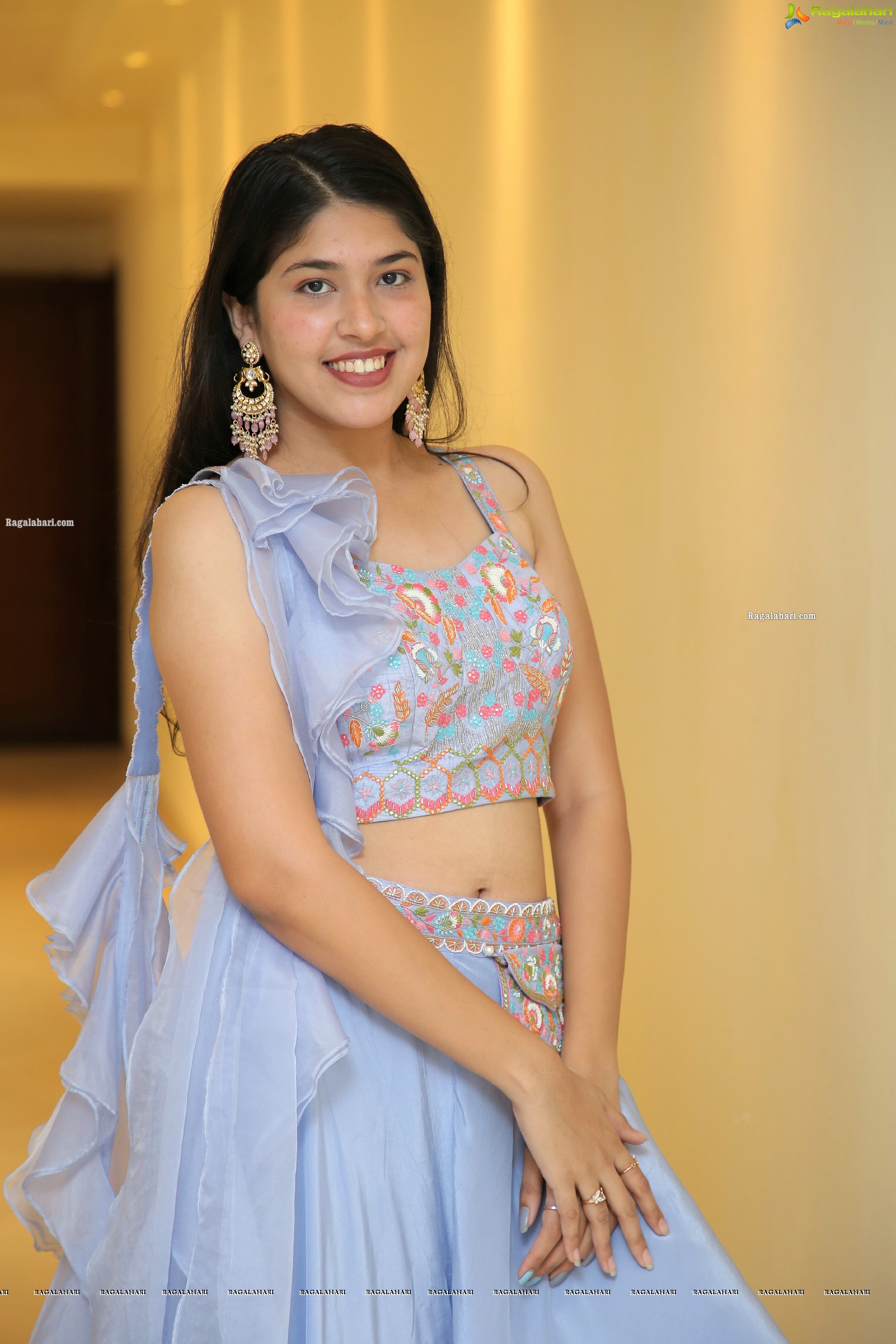 Bhawna Mishra in Sky Blue Designer Lehenga, HD Photo Gallery